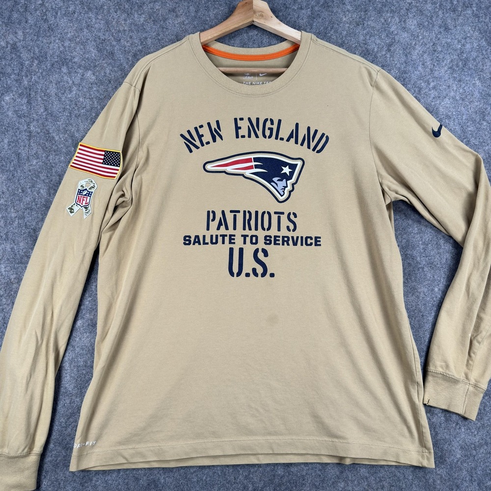 New England Patriots Shirt Mens Large Beige NFL Football Salute To Service‎ Nike